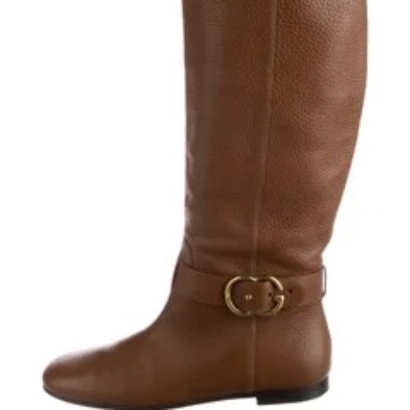 Gucci Brown Leather Boots NWT 8.5 38 1/2 In Box - Picture 2 of 10
